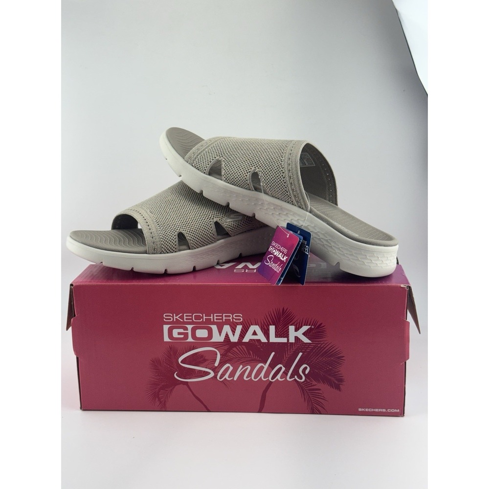 Skechers GO WALK Arch Fit Sandals, Taupe, Women's  Size 10, New In Box